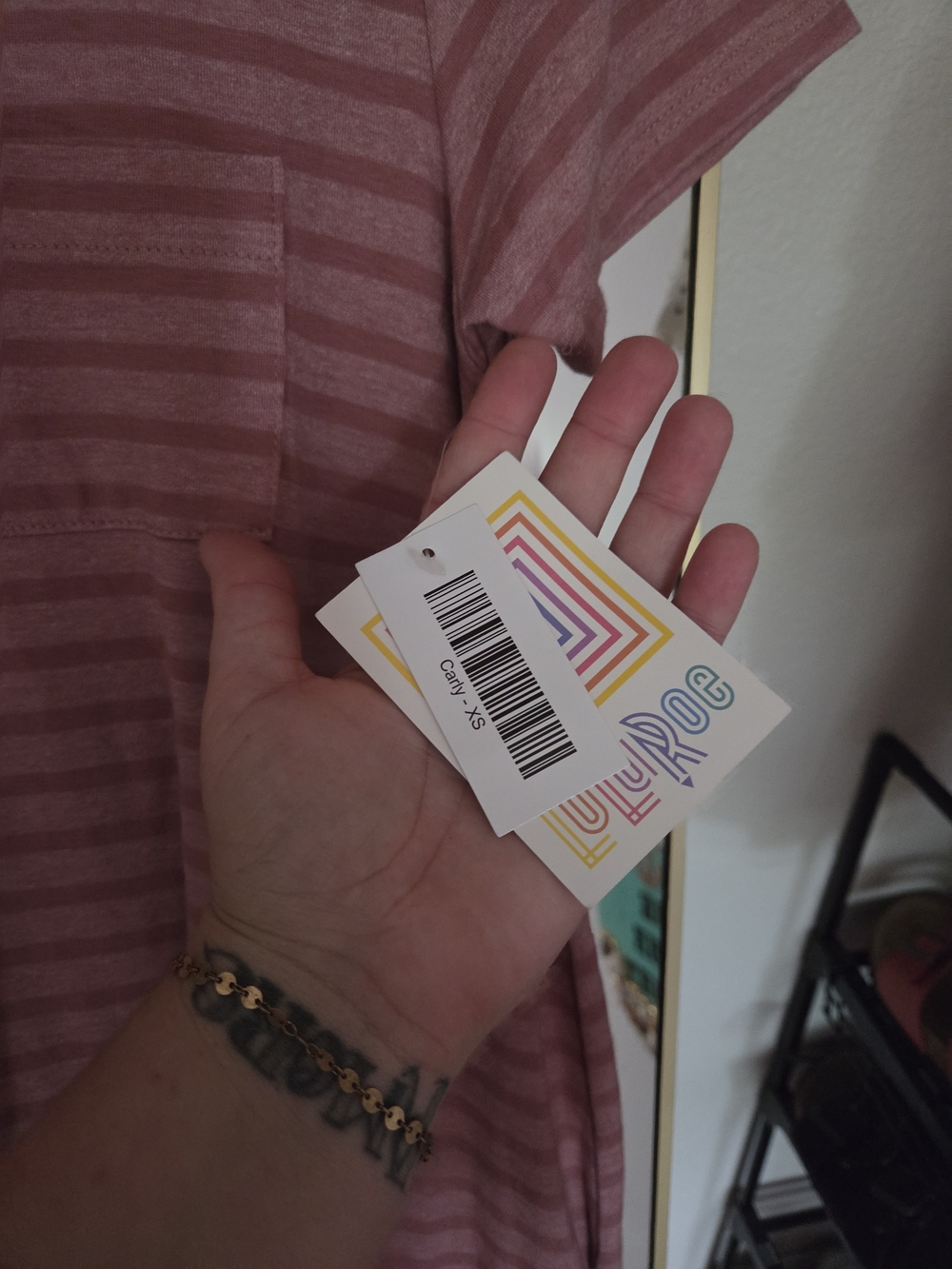 LuLaRoe Dusty Rose Striped Tee Dress - Picture 4 of 7